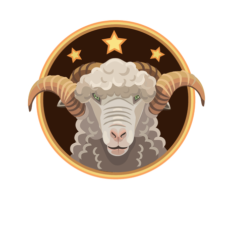 Aries three stars, gives a lot of beautiful white wool, and also for horoscope of the constellation Aries emblemのイラスト素材