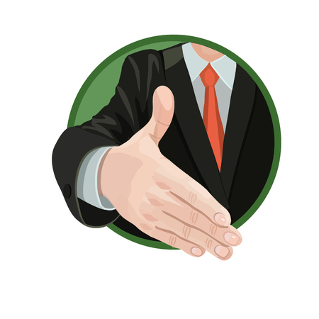 Handshake agreement between two parties enters into a contract in business, or greeting, introduction, cover page and business email correspondence, icons and so onのイラスト素材