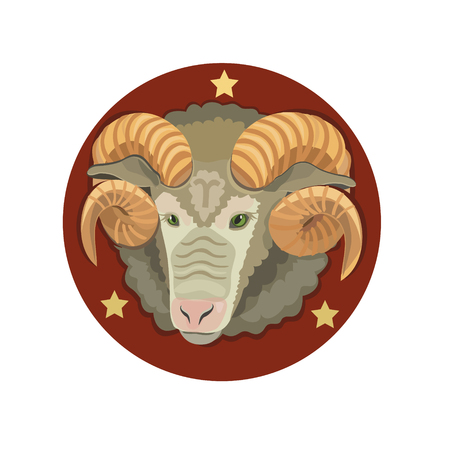 Born under the sign of Aries, the emblem on a red background with three stars the symbol of victory!のイラスト素材