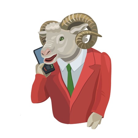 Sheep calling from a mobile phone to make a screensaver on a mobile phone who is calling you, laugh your secretのイラスト素材