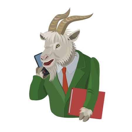 Goat calls on a cell phone to make a screensaver on a mobile phone who is calling you, laugh your secretのイラスト素材