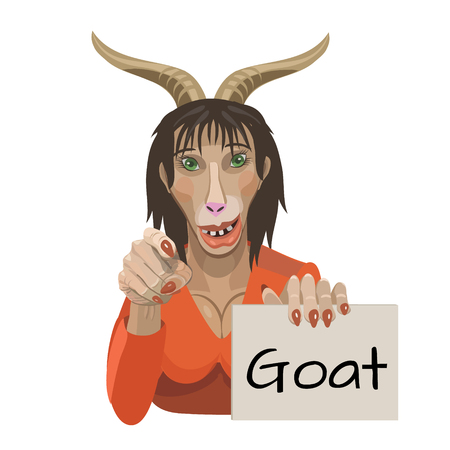 The goat is pointing the finger at all, to send to mobile phones or on the computer!のイラスト素材
