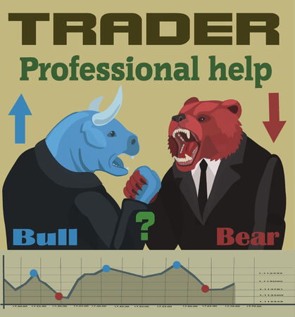 To trade on stock market bulls and bears, and how to do for profit!のイラスト素材