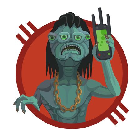 Alien four eyes calls from your mobile phone make a screensaver on your phone who calls you for a smile and any fantasyのイラスト素材