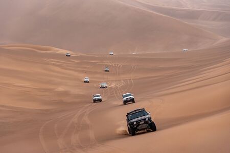 zahedan, baluchestan/iran-11/24/2018 adventure in Lut desert with a group of toyota riders