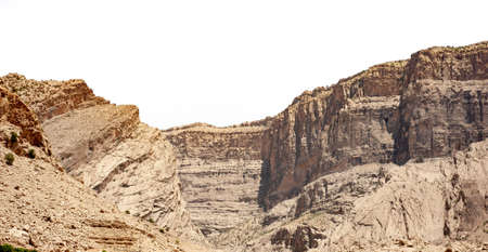 Rocky layered Mountains isolated on white background, Rocky Mountain khuzestan province, Iranの写真素材