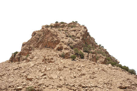 Rocky Mountains with oak trees isolated on white background, Rocky Mountain khuzestan province, Iranの写真素材