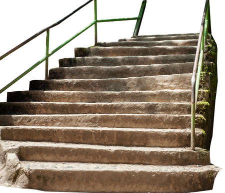 Stairs with bars isolated on white background. Abstract steps. Stairs in the city. Granite stairs....