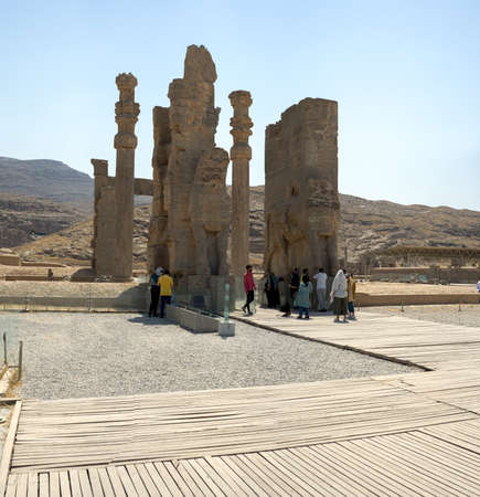 Shiraz, Iran, july 29, 2021: Gate of All Nations (Xerxes Gate) with stone statues of bulls in ancient city Persepolis, Iran. UNESCO world heritage siteのeditorial素材