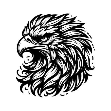Eagle head vector illustration isolated on white background for tattoo or t-shirt designのイラスト素材