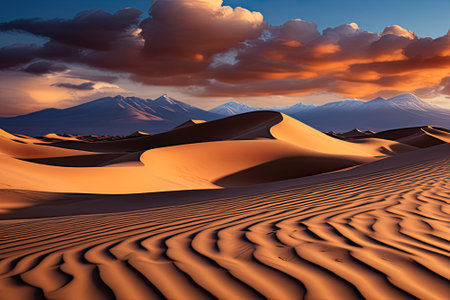 Desert sand dunes at sunset,の素材