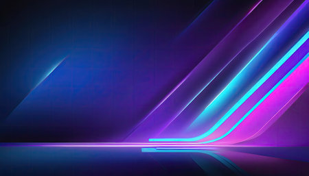 Neon abstract background with blue and violet lights. Vector illustration.の素材