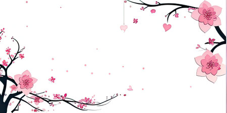 white background, with cherry blossomsの素材