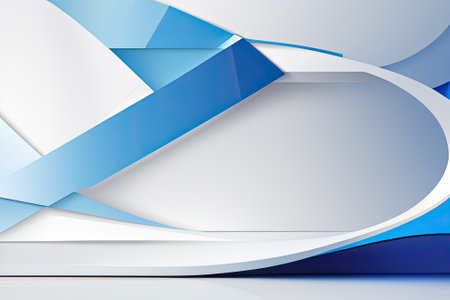 Abstract background with blue and white origami elements. Vector illustration.の素材