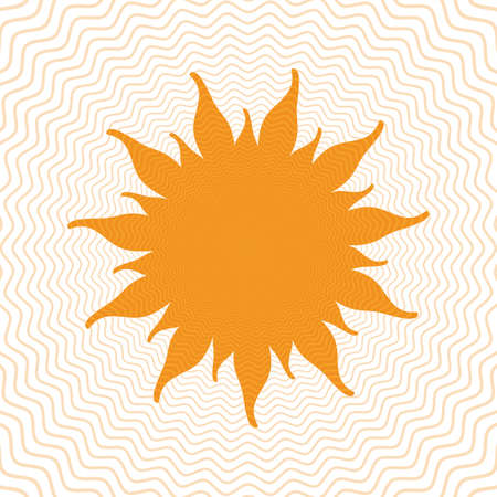 Orange abstract sun shape with energy waves isolated on white backgroundのイラスト素材