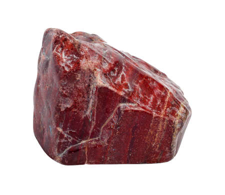 Red jasper raw piece isolated on white backgroundの写真素材