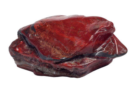 Red jasper raw piece isolated on white backgroundの写真素材