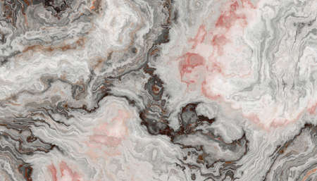 The tile of grey Onyx abstract texture with rose inclusions. Colorful background. 2D illustration....