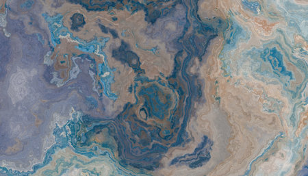 Blue and beige marble pattern. Abstract texture and background. 2d illustrationの写真素材