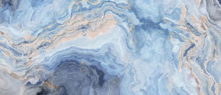 High resolution Blue marble pattern with white and gold veins. 2d illustration. Abstract texture and...