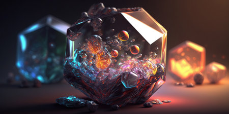 Abstract ai generated colour crystals. Ai generated illustrationの素材
