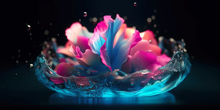 Floral splash abstract background. Ai generated illustrationの素材