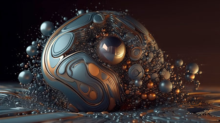 Ai illustration of metal abstract geometric composition, digital art works..の素材