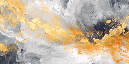 Abstract gold painted watercolor background. Ai generated illustrationの素材