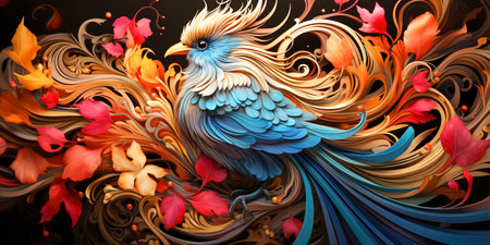 Abstract colorful fluid painting with dynamic lines. Ai generated illustrationの素材