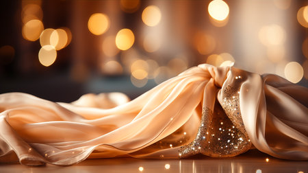 Beige rich silk bokeh background. Ai generated illustrationの素材