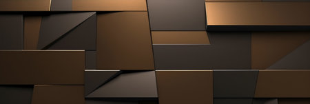 Bronze patinated geometric tiles. Abstract texture and backgroundの素材