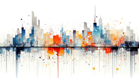 Abstract watercolor cityscape background. Ai generated illustrationの素材