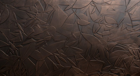 Bronze panel of patinated geometric tiles. Abstract texture and background. Can be used as texture for 3D modelling and designの素材