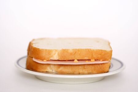 Ham sandwich on a plateの写真素材