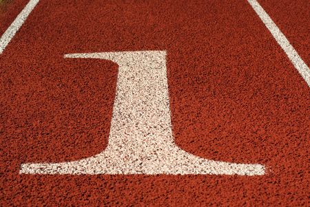 Number one in a running trackの写真素材