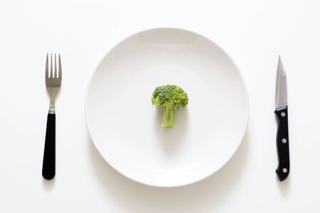 A broccoli on a plate, can be used for health themeの写真素材
