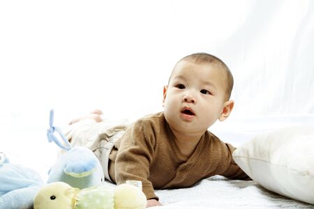 A happy cute baby boy (isolated white)