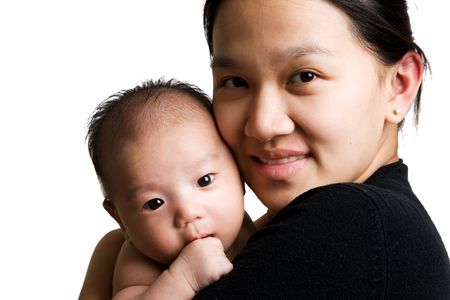 A portrait of asian mother and baby