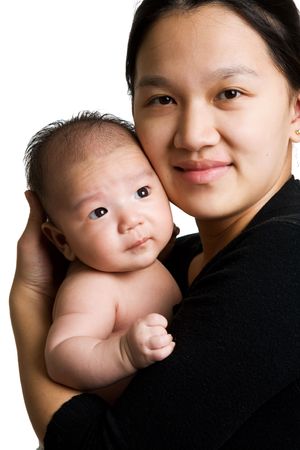 A portrait of an asian mother and babyの写真素材