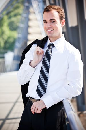 A portrait of a caucasian businessman outdoorの写真素材