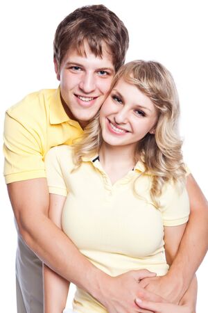 A portrait of a beautiful caucasian couple in loveの写真素材