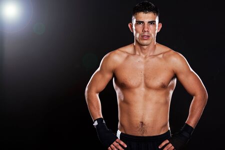 A portrait of a hispanic male boxerの写真素材