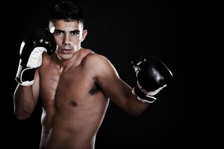 A portrait of a hispanic male boxerの写真素材