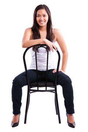 An isolated shot of a beautiful happy asian womanの写真素材