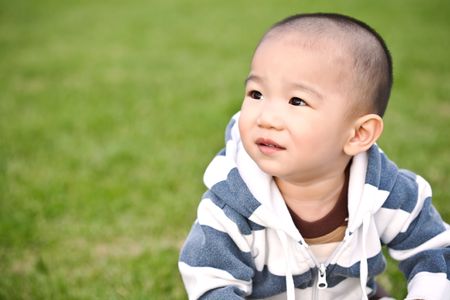 A portrait of a cute asian boyの写真素材
