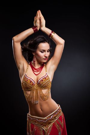 A portrait of a beautiful belly dancerの写真素材