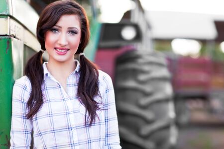 A portrait of a beautiful farm girlの写真素材