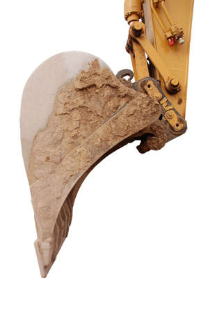 Isolated shovel of a digger against a white background
