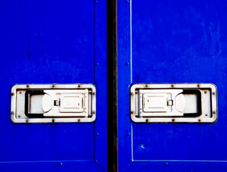 Close up of blue container doorsの写真素材
