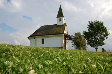 Small chapel on the hillの写真素材